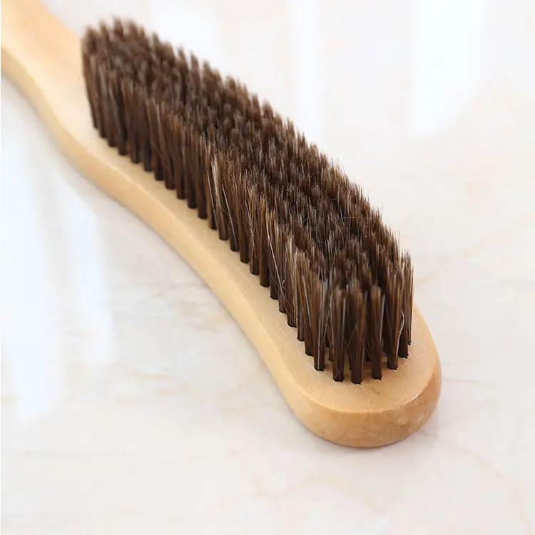 Cepillo de pelo de caballo en forma de U para limpiar ropa y sombreros de alta calidad, color negro de madera