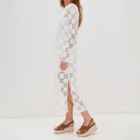 Robe élégante en crochet ajouré à col rond pour femmes européennes et américaines, robe blanche en tricot sexy personnalisée pour femmes