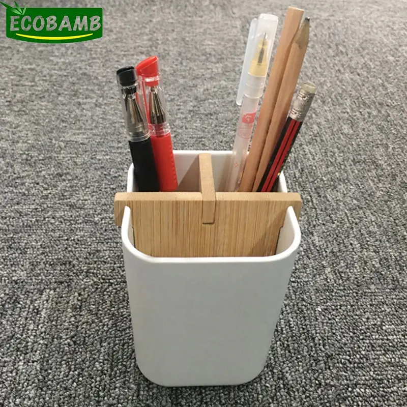 Boîte de rangement pour crayons, en bambou naturel, multi-usages, 1 pièce, porte-crayons, tasse pour marqueurs de bureau