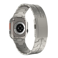 Bracelet de montre en titane pur respirant classique, ultra-résistant, avec boucle durable, noir, pour iWatch 9-1