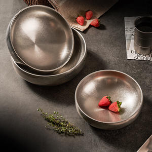 Set di Stoviglie Retrò a Fiocco di Neve in Acciaio Inox, Piatti e Ciotole per Insalata e Frutta, Stile Moderno Personalizzato, Ciotole per Ristorante BBQ Coreano - Product Image 2