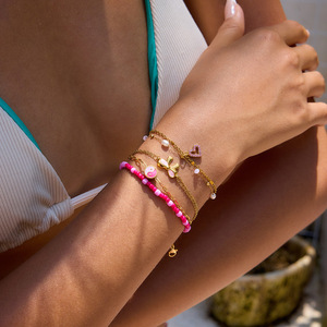 Ensemble de bracelets en forme de cœur, or, acier inoxydable, charme en perle, bijoux pour femmes, cadeau, accessoire de mode - Product Image 3