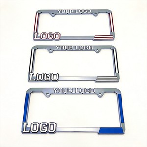 Cache-plaques d'immatriculation en alliage de zinc, sans rouille, personnalisables, norme américaine, finition chromée, couleur et <span class=keywords><strong>logo</strong></span> personnalisés, style attrayant, à suspendre - Product Image 1