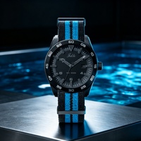 Montre de plongée de luxe 100M pour homme, en acier inoxydable, verre saphir, quartz, sport, mode, bracelet nylon 22mm, aiguilles de plongée