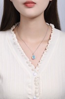 Lanphear 2024 corte de pera para mujer, joyería minimalista de Plata de Ley 925, collar con nombre personalizado, colgante de circonita cúbica azul elegante
