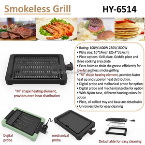 Parrilla Eléctrica sin Humo para Interiores, Parrilla Portátil de Sobremesa, Parrilla Eléctrica Antiadherente de 1800W, Base de Nailon Desmontable, Fabricante OEM - Product Image 3