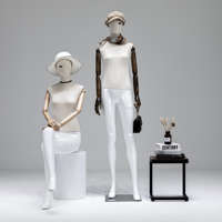 Mannequin féminin avec buste recouvert de tissu, bras articulés en bois massif, mannequin en fibre de verre pour l'affichage en magasin de vêtements