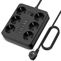 Multiprise 4 ports USB, 2 ports Type-C, 6 prises, 2500W, protection contre les surcharges, câble de 1,8m pour ordinateur portable, caméra, certifiée CE