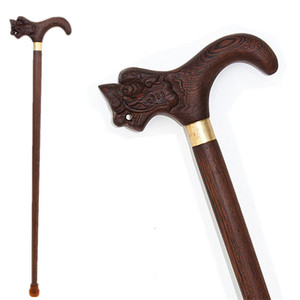 Canne de marche en bois massif avec tête de dragon Fiage, longueur réglable de 90 à 95 cm, aide à la marche pour personnes âgées - Product Image 1