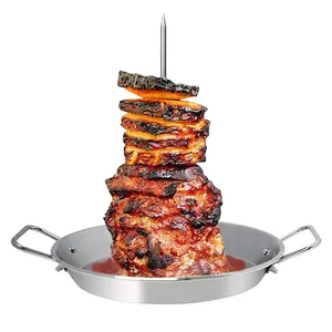 Best Grilling Accessory Brazilian Churrasco BBQ Skewer Tacos Barbecue Hack Vertical Spit Stand with 3 Removable Spikes
