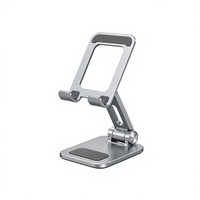 Support de téléphone en aluminium pliable, support de tablette de bureau, rotation à 360°, support réglable tout en métal, bureau, étude, diffusion en direct