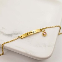 Bracelet personnalisé XM avec barre de pierres de naissance, nom et date, chaîne romantique, cadeau pour meilleure amie, bijoux, cristal des 12 mois