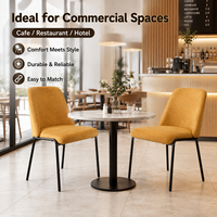 Chaise de salle à manger moderne de luxe rembourrée sans accoudoirs, couleur moutarde, confortable, design, pour hôtel, restaurant, mobilier commercial