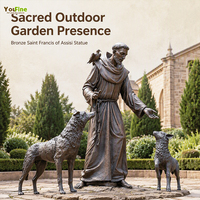 Statue de Saint François en bronze grandeur nature, sculpture religieuse d'extérieur pour jardin, figure commémorative du patron des animaux
