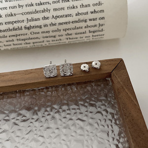 925 Sterling <b>Silver</b> <b>Stud</b> Earrings Square Geometric Bezel Setting For Women Everyday Wear - Product Image 2