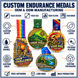 Médailles personnalisées pour événements d'endurance, course à pied, cyclisme, randonnée, récompenses de fin de parcours avec cordons imprimés, fabricant de médailles OEM ODM - Product Image 4