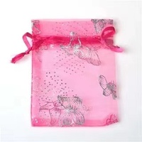 Noël cordon cadeau bijoux emballage papillon Organza sac pochette bijoux emballage sacs 7x9cm