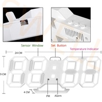 Jam Dinding LED 3D Dekorasi Rumah, Lampu Malam Modern DIY Digital Alarm untuk Dekorasi Rumah 2021