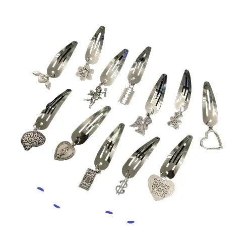 T820 Y2K Premium Silver Retro Hair Clip Brain cupido Coin Love BB Clip accessorio per capelli