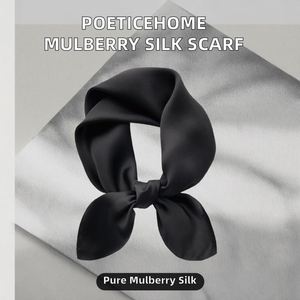 Foulard carré en soie de mûrier couleur unie pour femme - 27 - Foulard haut de gamme - Emballé en cadeau - Lavage à la main uniquement - Toutes saisons - Product Image 2