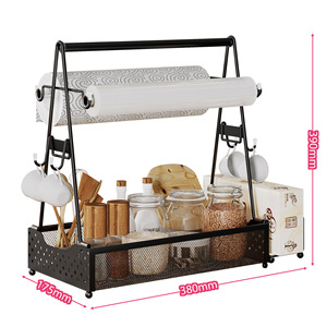 Étagère à épices portable en acier au carbone avec porte-serviettes en papier, organisateur pour camping, barbecue, pique-nique en extérieur et rangement de cuisine - Product Image 6