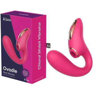 Duende - Estimulador de Clítoris de Silicona Rosa de 17.8 cm, Doble Masajeador, 10 Vibraciones, 5 Niveles de Succión, Recargable, Juguete Sexual para Mujeres - Product Image 1