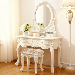 Table de toilette européenne minimaliste, style princesse, coiffeuse moderne française avec miroir, salon, chambre à coucher, hôtel - Product Image 5