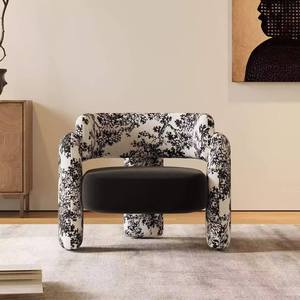 Fauteuil d'appoint moderne rembourré en tissu avec accoudoirs en forme de barillet pour salon, chambre et hôtel - Product Image 4
