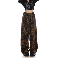 Pantalon cargo léopard pour femme Resumm, style rétro américain, tendance, marque hip-hop, street dance, décontracté, coupe droite, taille mi-haute