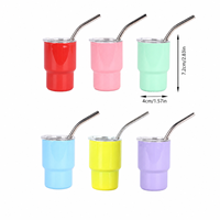 Gobelet promotionnel en acier inoxydable de 3 oz avec logo personnalisé, mini-tasse cadeau avec paille réutilisable, commande en gros, événementiel, cadeau publicitaire, vente en gros