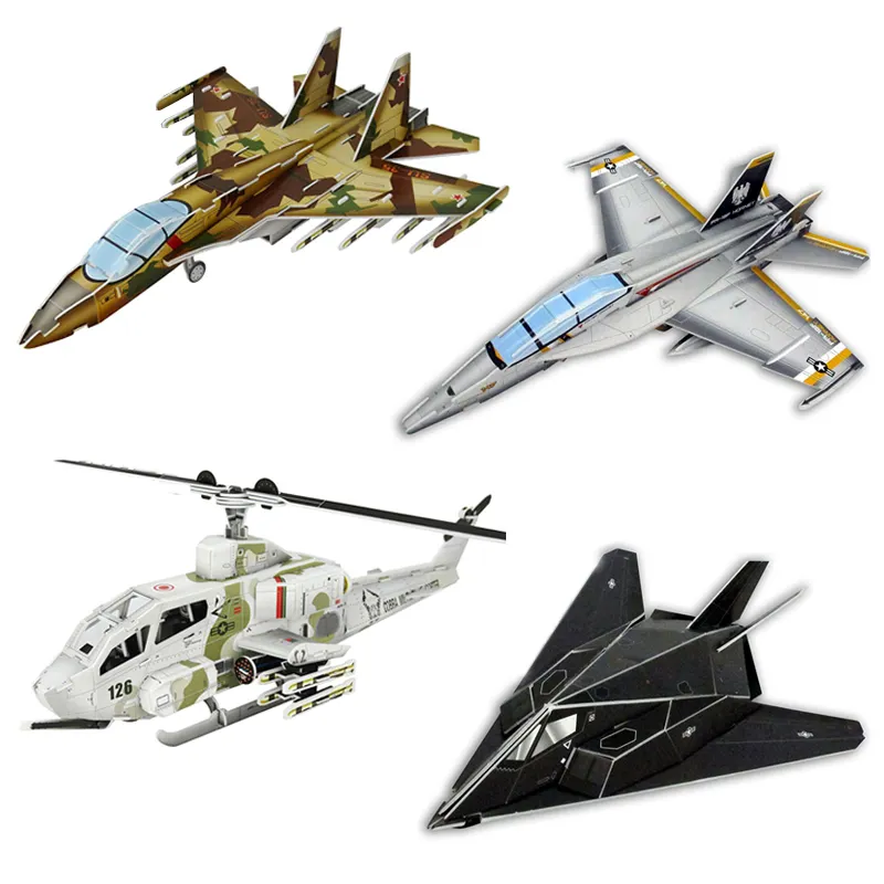 रचनात्मक हवाई जहाज श्रृंखला हमले हेलीकाप्टर मॉडल इकट्ठा खिलौने 3D DIY कागज खुफिया आरा पहेली खिलौना बच्चों के लिए उपहार EXW