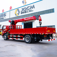 Grue à flèche droite hydraulique Dongfeng 8t avec benne de chargement, grue de camionnette certifiée CE