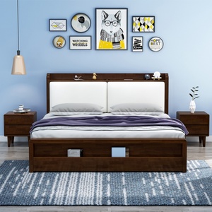 Vente en gros de lits modernes et simples pour la maison, lits en bois avec rangement - Product Image 5