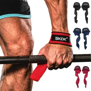 Custom Logo Adjustable Weight Lifting Wrist Straps Bodybuilding Powerlifting Strength Training Deadlifts Straps