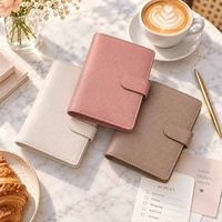 Hongbo Custom 43-Metallic/Matte Color Embossed Pebble Leather A6 30MM-Ring Budget Binder dengan Dashboard Tersedia Tanpa MOQ