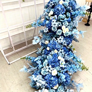 Fila larga de flores azules artificiales para mesa de boda, conferencia, sala de exposiciones, escaparate, accesible transfronterizo - Product Image 1