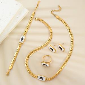 ขายส่ง18K ชุบทองสแตนเลสเครื่องประดับฮิปฮอปเครื่องประดับไมอามี่โมนาโกคิวบาสร้อยคอสร้อยข้อมือแหวนต่างหูชุด4ชิ้น - Product Image 5