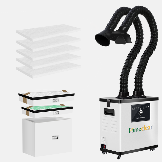 Fumeclear Double Head Beauty Salon Nail Salon air Purifier Smoke Extractor with Hepa and Activated Carbon Filter
