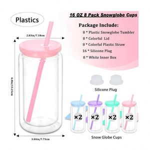 New 16oz Double Wall Plastic Mason Jar Cup | Eco-Friendly Jelly Color | Portable <b>Reusable</b> <b>Straw</b> Cup - Product Image 1