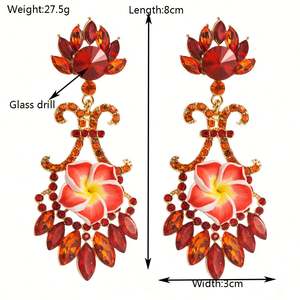 Chaude Exagérée Alliage Diamant Simulation Femme Creative Mode Haute Qualité Fleur Boucles D'oreilles - Product Image 3
