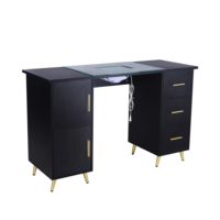 Table de manucure en marbre noir, design moderne, avec collecteur de poussière, idéale pour salons de beauté, bars à ongles et centres commerciaux – Meilleures ventes