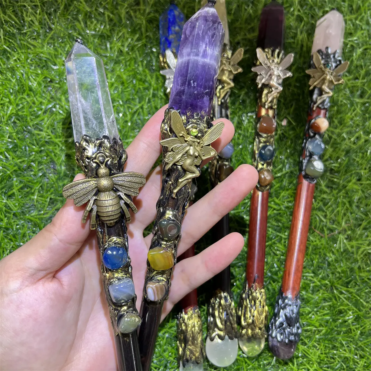 Natural Crystal Magic Scepter Crystal Craft Design Gemstone Healing Citrine Amethyst Magic Scepter