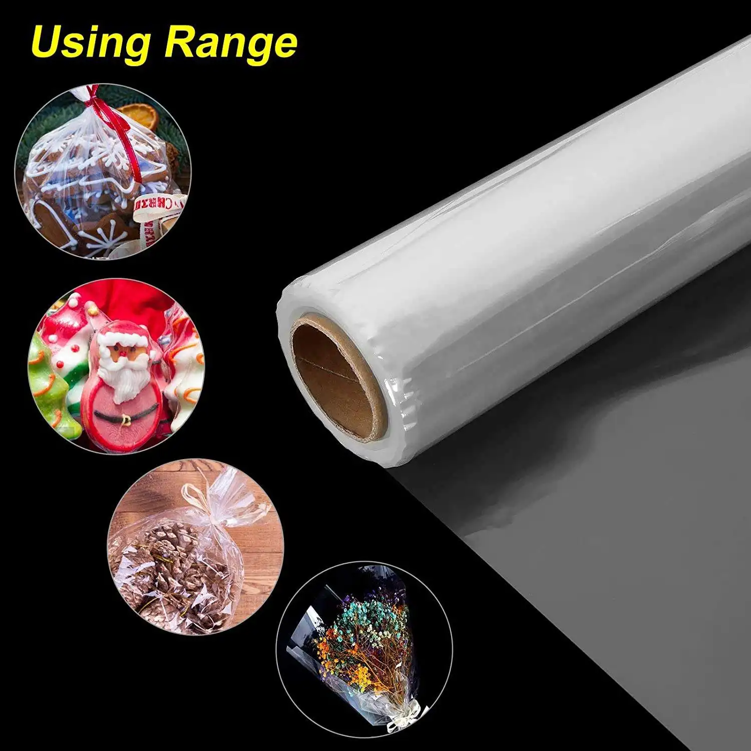 Wholesale Clear Cellophane Wrap Roll Irregular White Dot Florist Paper Wrapper 3 Mil Thicken Long Film Large Gift Wrap