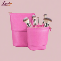 Pochette de maquillage rouge extensible, élégante et pratique pour les pinceaux de maquillage