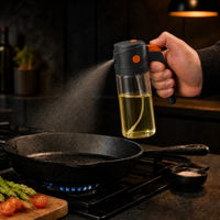 Bouteille en verre portable 2-en-1 de 550 ml pour cuisine, pulvérisateur d'huile à brume fine et vaporisateur d'huile d'olive avec bec verseur, à main