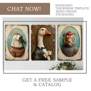 Letrero Metálico Personalizado con Diseños de Animales Vintage, Decoración de Pared Retro con Impresión UV <span class=keywords><strong>para</strong></span> Pub, Hogar, Baño, Póster de Hojalata - Product Image 2