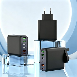 อะแดปเตอร์ชาร์จไฟแบบ USB-C 65W รองรับ PD ชาร์จเร็ว หัวปลั๊กแบบ EU 3 พอร์ต Type C วัสดุ PC ป้องกันกระแสเกิน 6 in 1 - Product Image 4