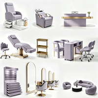 Ensemble d'équipements modernes pour salon de beauté : lit de massage, fauteuil de pédicure, table de manucure et canapé d'attente – Pack mobilier pour salon
