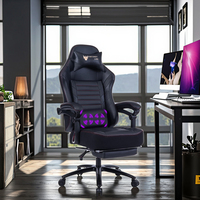 Chaise de jeu pour ordinateur PC VANBOW 8257 en cuir noir de qualité, avec repose-pieds, pour les joueurs de jeux vidéo