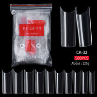 500 pièces/sac complet/demi-Transparent Extension tête plate Ballet faux ongles Art manucure Patch cercueil presse sur les ongles conseils